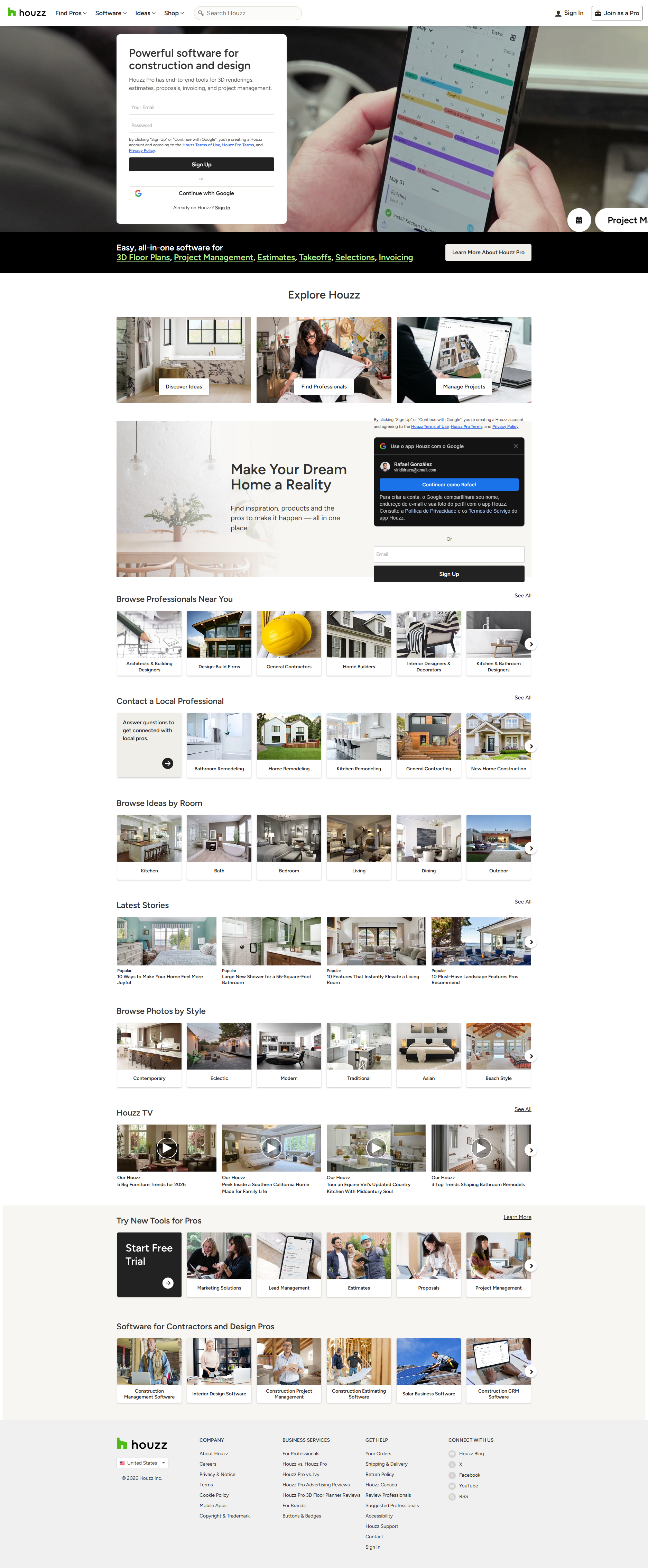 Website print for Houzz Marketplace