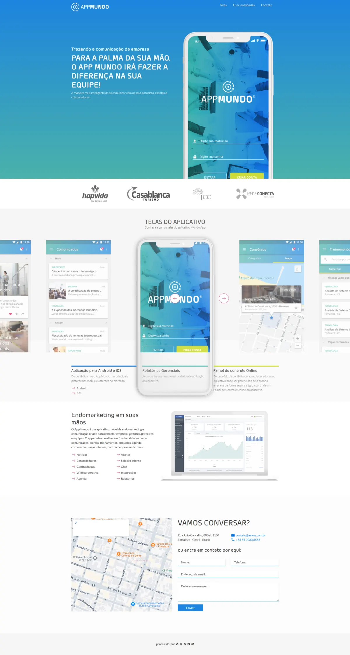 Website print for App Mundo