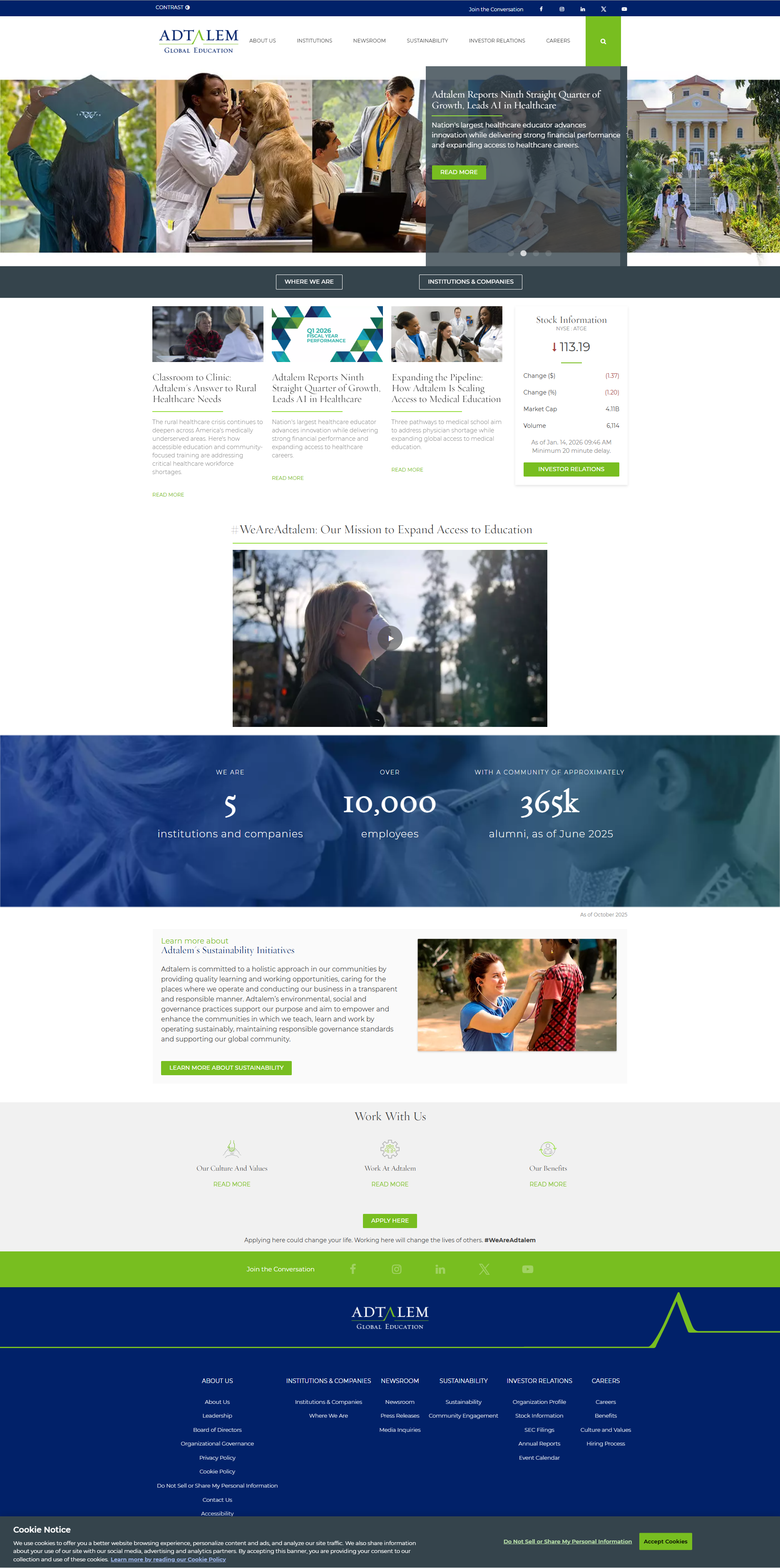 Website print for Adtalem Global Education Web Portal Redesign